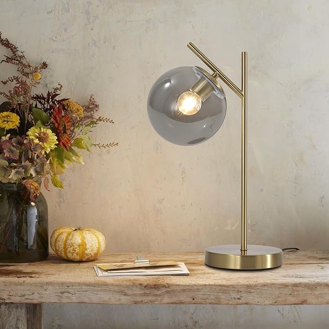 Mid Century Desk Lamp, Glass Globe Table Lamp - Image 8
