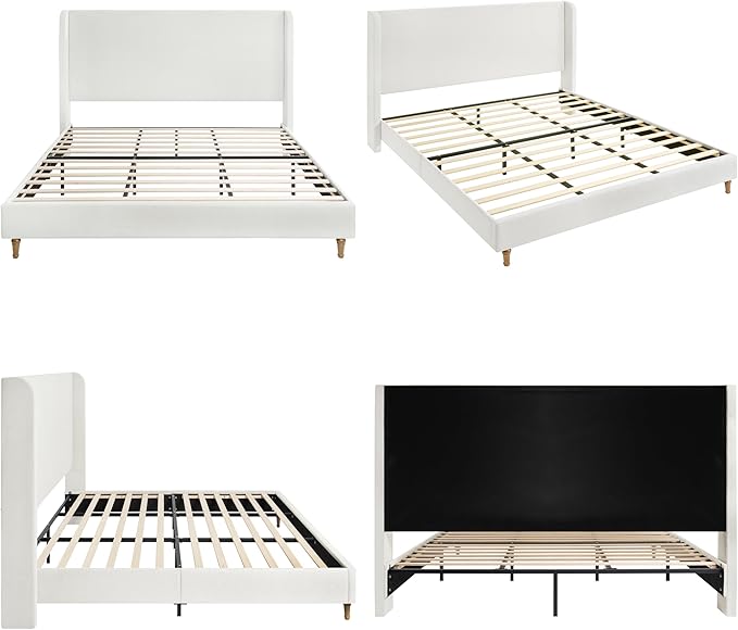 King Size Upholstered Bed Frame, Harper 54" Tall Headboard Platform Beds - Image 9