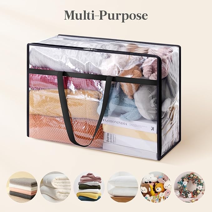 Lifewit 6 Pack Clear Clothes Storage Bags, 60L Plastic Blanket Storage Bag - Image 4