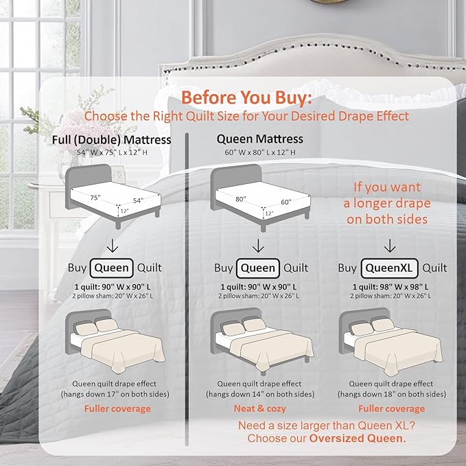 KASENTEX Queen Quilt Set 90"x90" – Soft Washed 3-Layer Lightweight Bedspread - Image 3