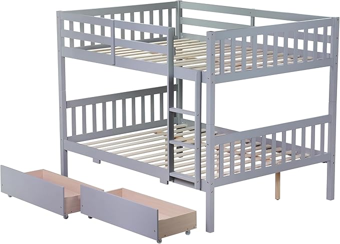 Full Over Full Bunk Bed with Storage Drawers, Convertible Bunk Beds with Ladder - Image 6