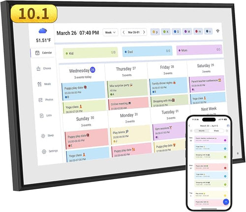 10.1 Inch Smart Digital Calendar & Chore Chart Full HD Touchscreen Display WiFi by Herncptar