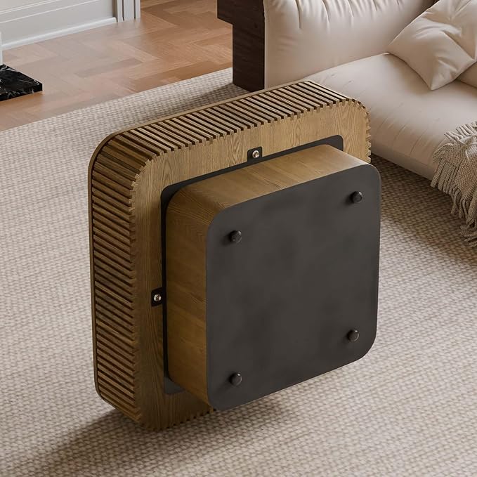 Square Small Coffee Table with Storage, Modern Wooden Coffee Table with Solid - Image 6