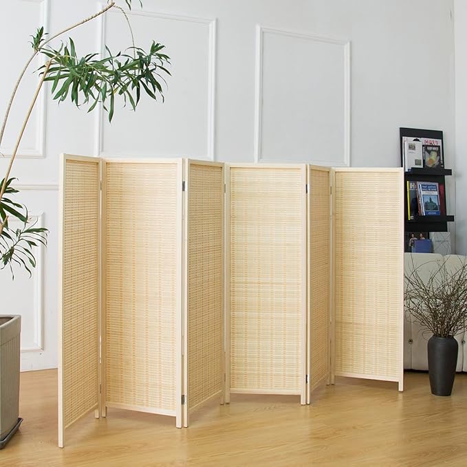 6 Panel Short Room Divider Screen, Small Bamboo Panel Divider - Image 4