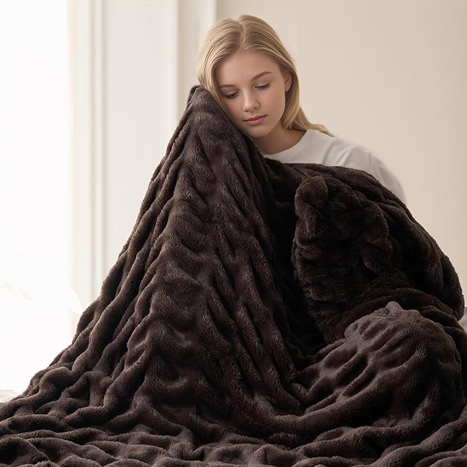 BATTILO HOME Dark Brown Faux Fur Throw Blanket - Image 7