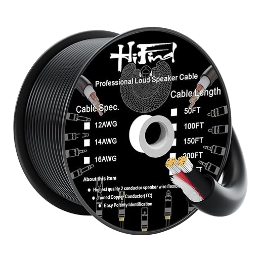 HiFind 16/2 Gauge Speaker Wire Cable 50 Ft-Tinned OFC Copper-UL CL3 Rated- by HiFindCable