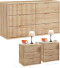 LEYAOYAO 48" Wide Fluted Dresser and 3 Drawers 23" Nightstand Set of 2 by LEYAOYAO-Findtheshiningpointofyourideallife%EF%BC%81