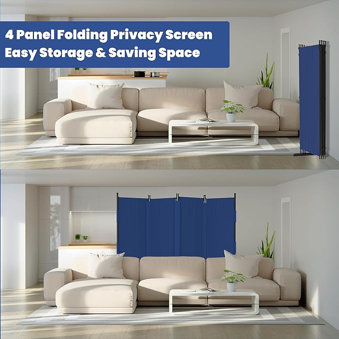 Room Divider, 4 Panel Upgraded Folding Privacy Screen, 88” Highly Secretive - Image 6