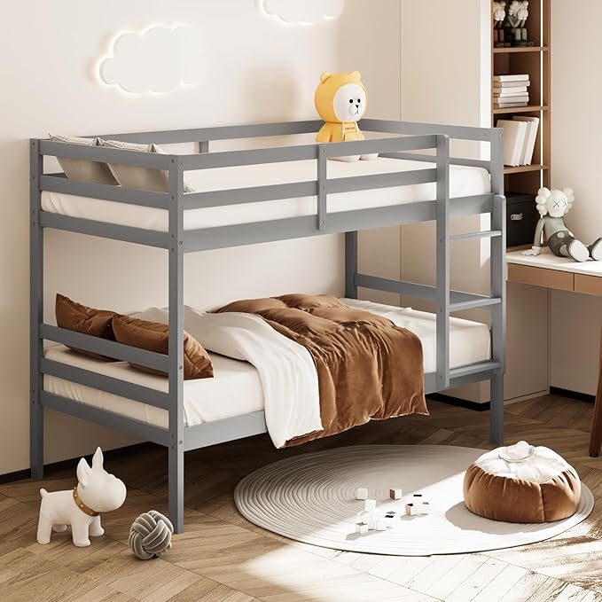 Giantex Bunk Bed Twin Over Twin, Solid Wood Bunk Bed - Image 4