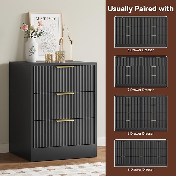 9 Drawer Black Dresser & Nightstand Set 3-Piece - Image 6
