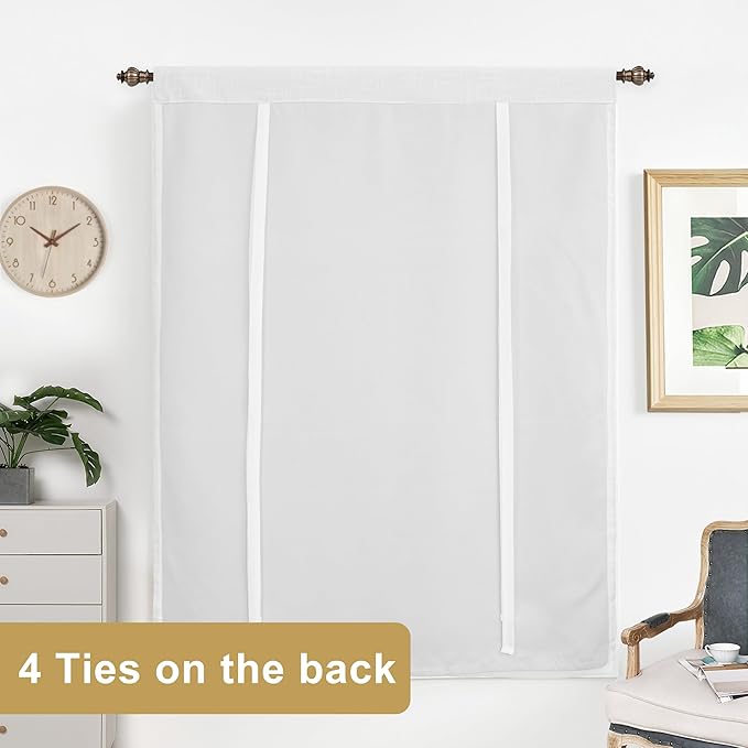 DriftAway Double Layer Linen Blackout Tie Up Curtains Thermal Insulated Fully - Image 6