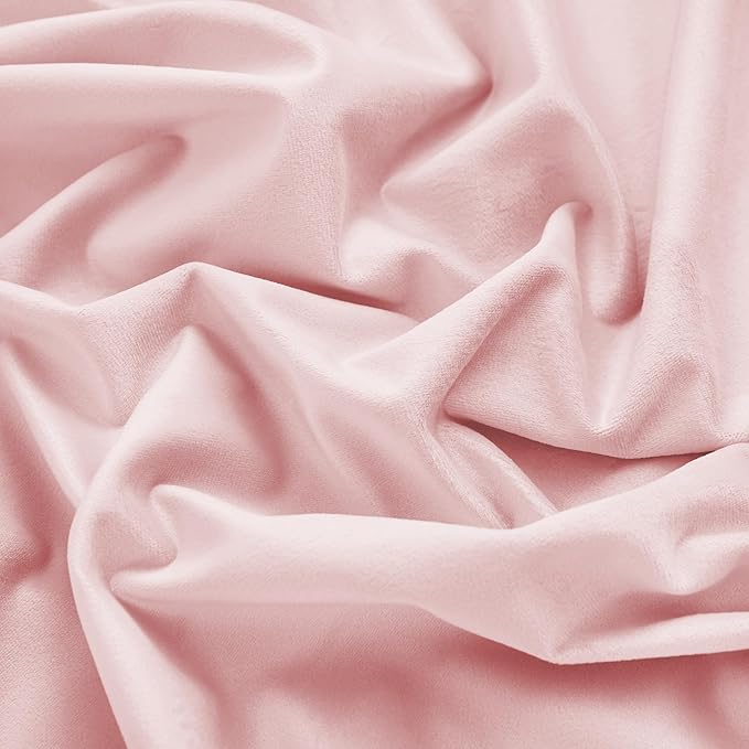 RYB HOME Baby Pink Velvet Curtains 96 inches, Back Tab Soft Fabric Room - Image 3