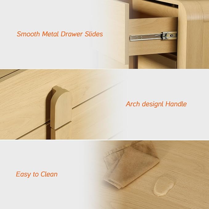 WAMPAT Modern 3-Drawer Nightstand Set of 2, 31.5" Tall Nightstand End Table - Image 8