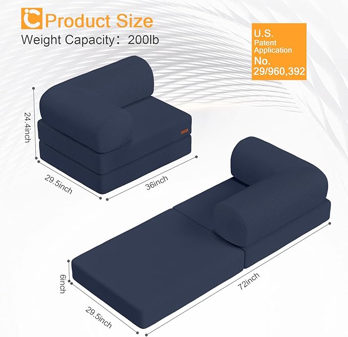 COMAX Folding Sofa Bed, Fold Out Chair Bed, Foldable Sofa, Convertible Sleeper - Image 3