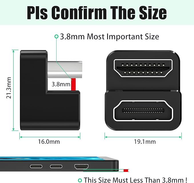 AGVEE 3 Pack 180 Degree Angled HDMI Male to HDMI Female Adapter, U-Shaped - Image 7