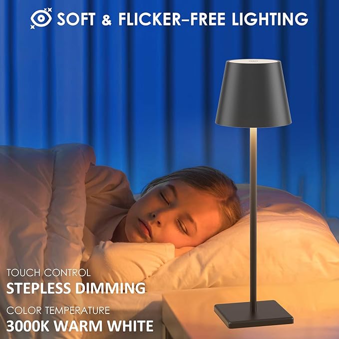 4-Pack LED Rechargeable Table Lamp, Battery Desk lamp 3W 6000mAh Battery - Image 4