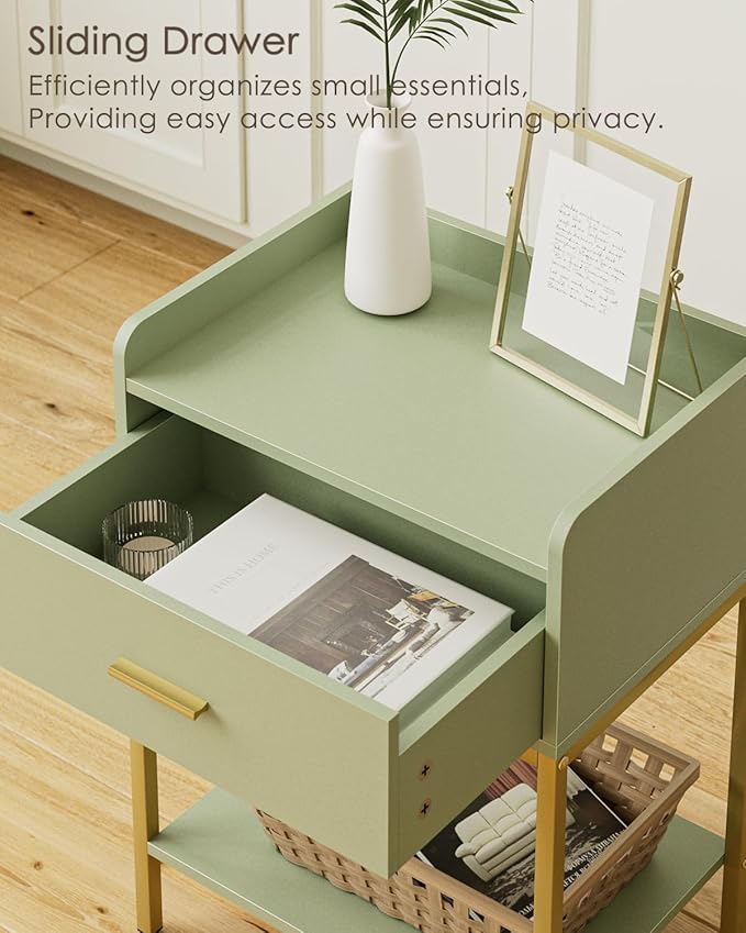 Masupu Nightstand, Bedside Table 3-Tier Modern Night Stand - Image 6