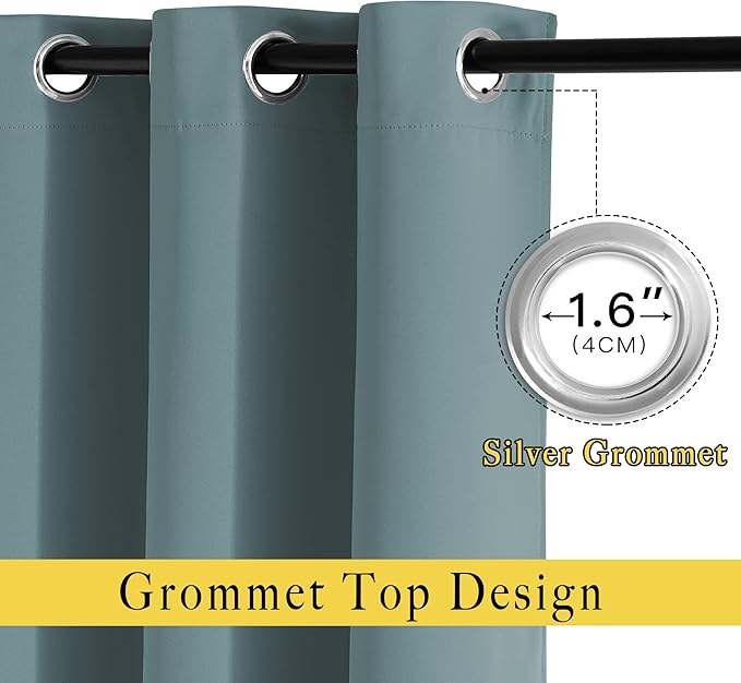 NICETOWN Greyish Blue Room Darkening Curtains 80 inch Length - Image 2