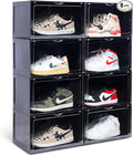 XL clear shoe storage boxes stackable, 8 Pack Large Shoe Boxes Clear Plastic by OMOPINSHOEBOX