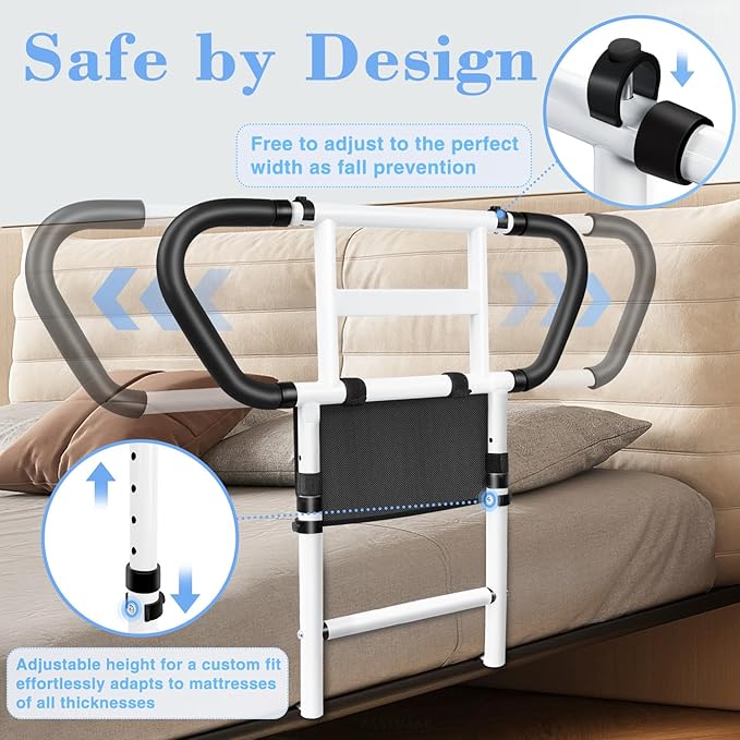 easymake Bed Rails for Elderly Adults Safety: Adjustable Bedside Assist Rails - Image 6