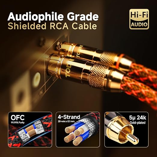 TODN HiFi 4-Core-OFC RCA Cables - Image 5