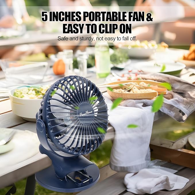 Portable Clip Fan Battery Operated, 3 Speeds USB Rechargeable Mini Table Fan - Image 6