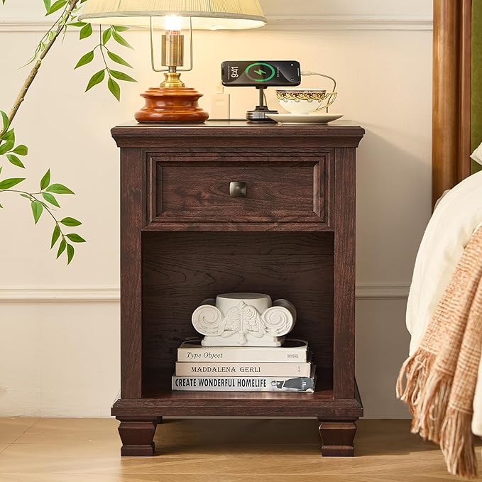 SAVOR LIFE Farmhouse End Tables Living Room Set of 2, Rustic Wood Nightstand - Image 8