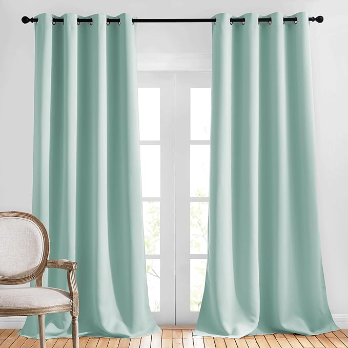 NICETOWN Blackout Aqua Blue Curtains 102 inches Long 2 Panels Burg, Grommet by NICETOWN