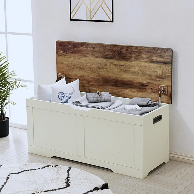 Timberer 39.4" Storage Chest, Wooden Storage Bench, Lift Top Toy Chest - Image 2