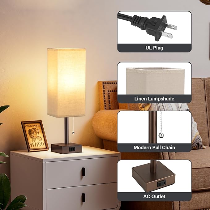 Bedside Lamps for Bedroom Set of 2 - Image 7