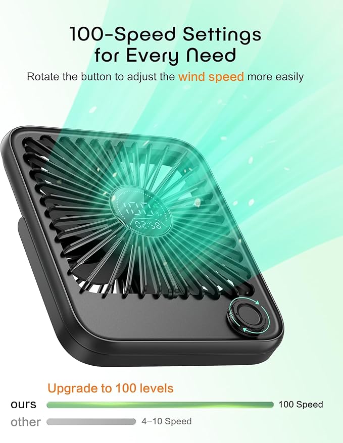 FadFun Small Desk Fan Personal Fans，100Speed Adjustable Quiet Small Portable Fan - Image 3