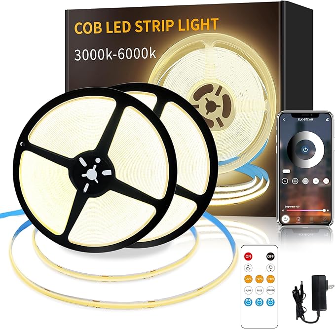 COB LED Strip Lights 100ft, 3000K DC 24V Dimmable Warm White Flexible LED Rope by Yeewhale