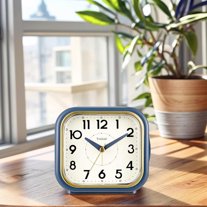 4.3" Retro Analog Alarm Clock • Silent Non Ticking • Gentle Wake • Beep Sounds - Image 2