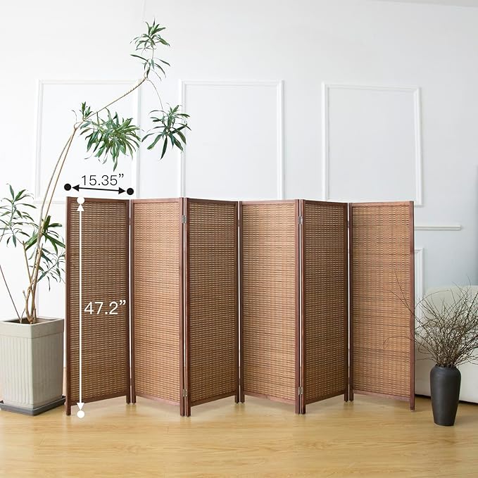 6 Panel Short Room Divider Screen, Small Bamboo Panel Divider - Image 5