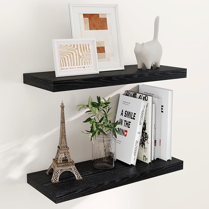 Fun Memories Floating Shelves for Wall, 24 x 9.3 Floating Shelf Wall-Mounted by FunMemories