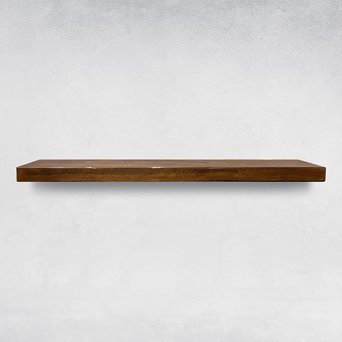 URBANDI, Rustic Floating Shelves, Hidden Bracket, Solid Wood, Heavy Duty - Image 4