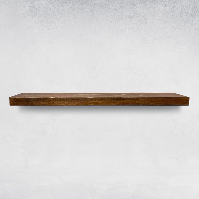 URBANDI, Rustic Floating Shelves, Hidden Bracket, Solid Wood, Heavy Duty - Image 4