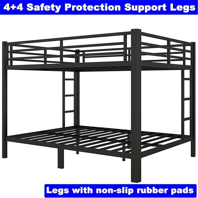 Upgraded Version Thicken Metal Heavy Duty Queen Over Queen Bunk Bed, Best - Image 5
