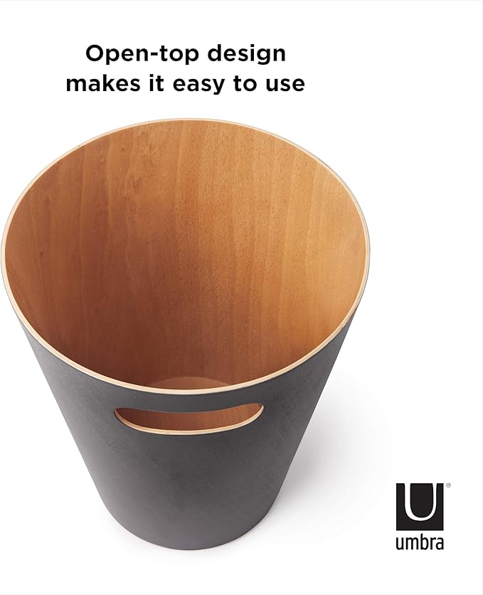 Umbra Woodrow 2-Gallon Modern Wooden Trash Can Wastebasket, Attractive Bin - Image 5