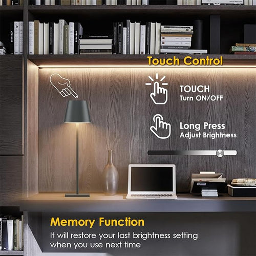 2 Packs LED Cordless Table Lamp, Rechargeable Battery Desk lamp 5500mAh Battery - Image 2
