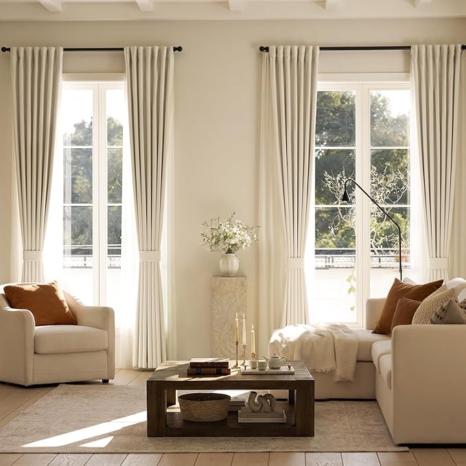 jinchan Chenille Blackout Curtains 96 Inches Long Beige Thermal Insulated - Image 8