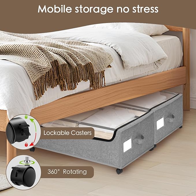 Under Bed Storage with Wheels, Underbed Storage Bins, XXXL 85L 11 inches - Image 4