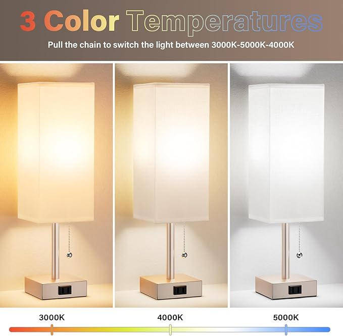 Gold Bedside Table Lamps for Bedroom Set of 2 - Image 3