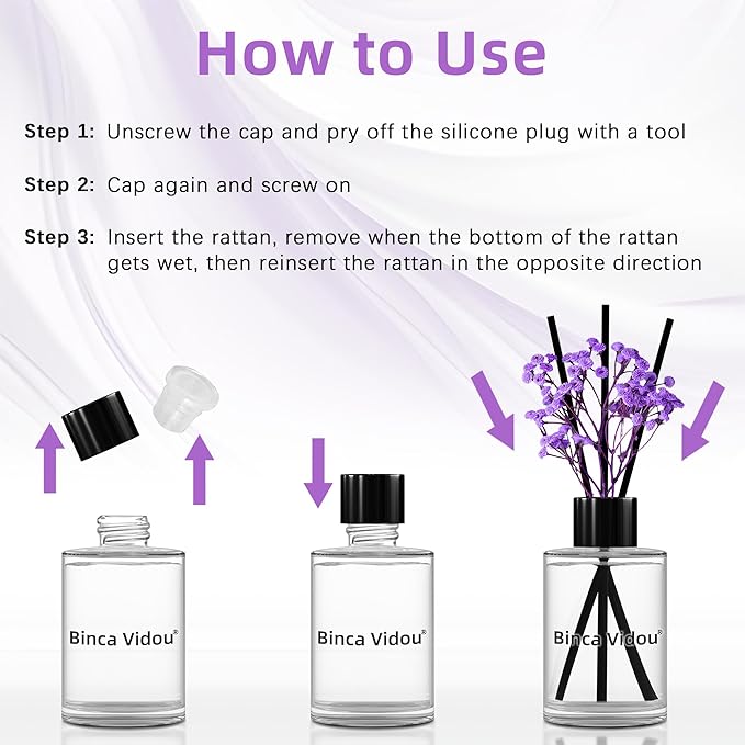 Reed Diffuser, Binca Vidou Lavender Reed Oil Diffusers Set - Image 6