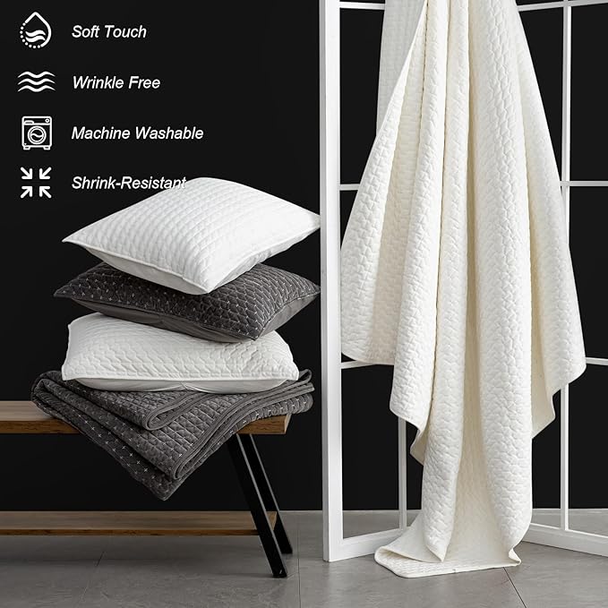 Powdion Velvet Quilt King Size, Bedspread Quilted Bedding Set, Luxurious Soft - Image 6