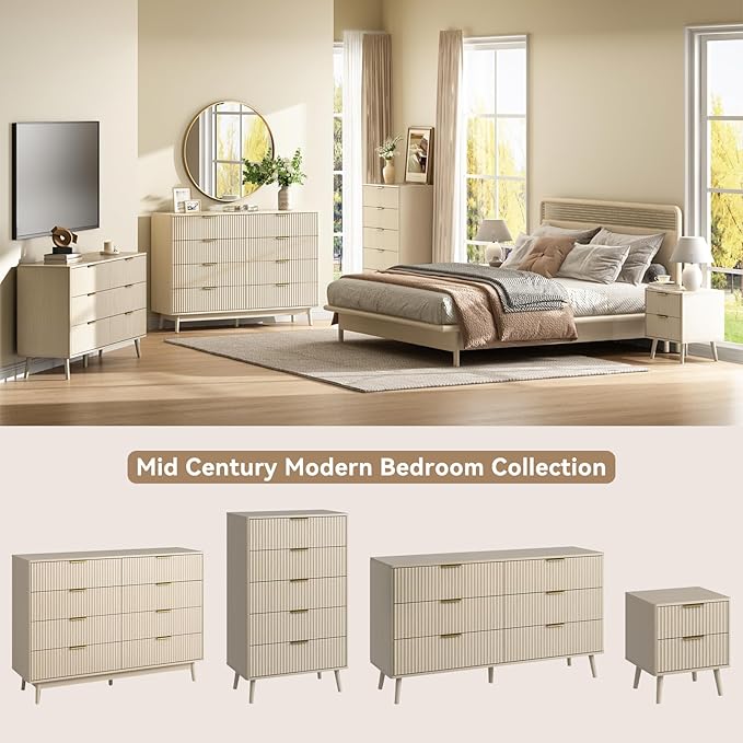 CARPETNAL Fluted 6 Drawer Dresser - Image 6
