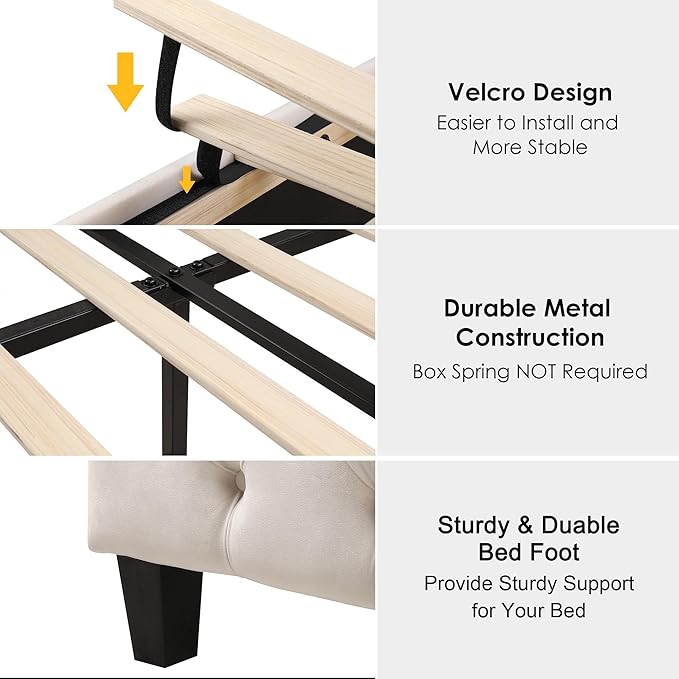 Keyluv King Size 54.3” Tall Platform Bed Frame - Image 7