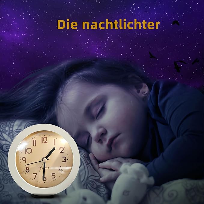 Alarm Clock with Backlight, 4 Inches White Desk Clock - Image 4