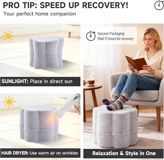 Tiita Floral Pouf Ottoman, Foot Stools Ottoman - Image 5