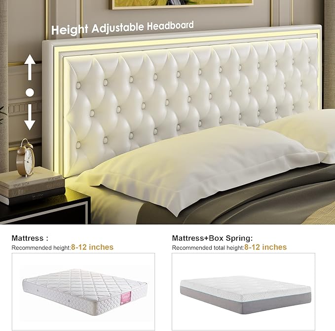 Keyluv Full Upholstered LED Bed Frame - Image 6